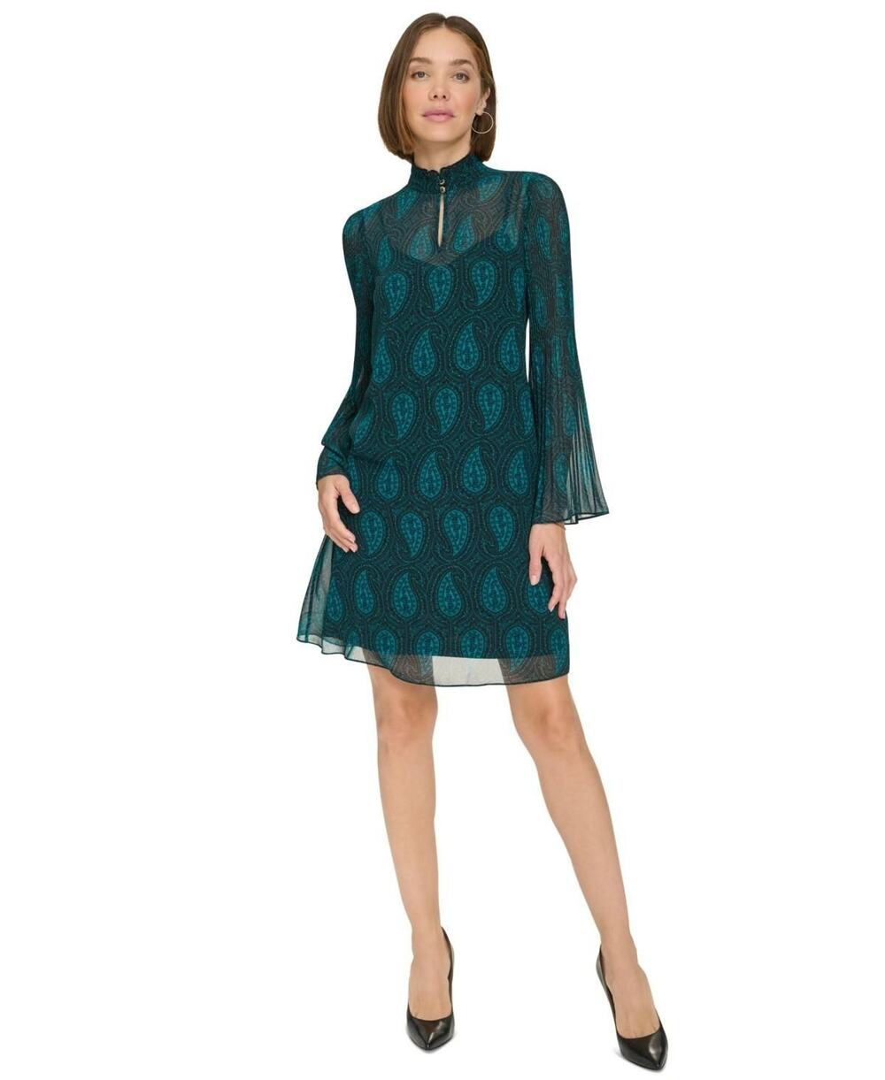 Tommy Hilifiger Women's Ruffled Keyhole-Neck Dress - Cypress Multi